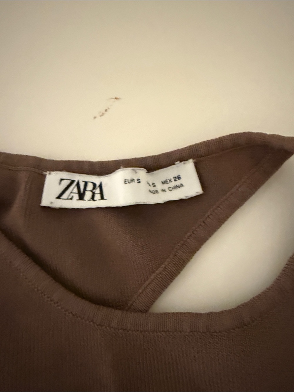Zara  Brown Asymmetrical Ribbed Tank - Picture 2 of 5